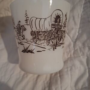 Fire King White Mug with Brown Pioneer Design